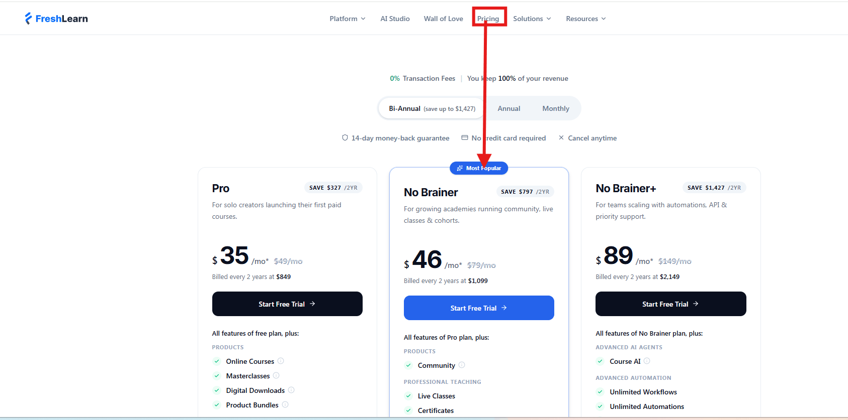 Freshlearn Pricing