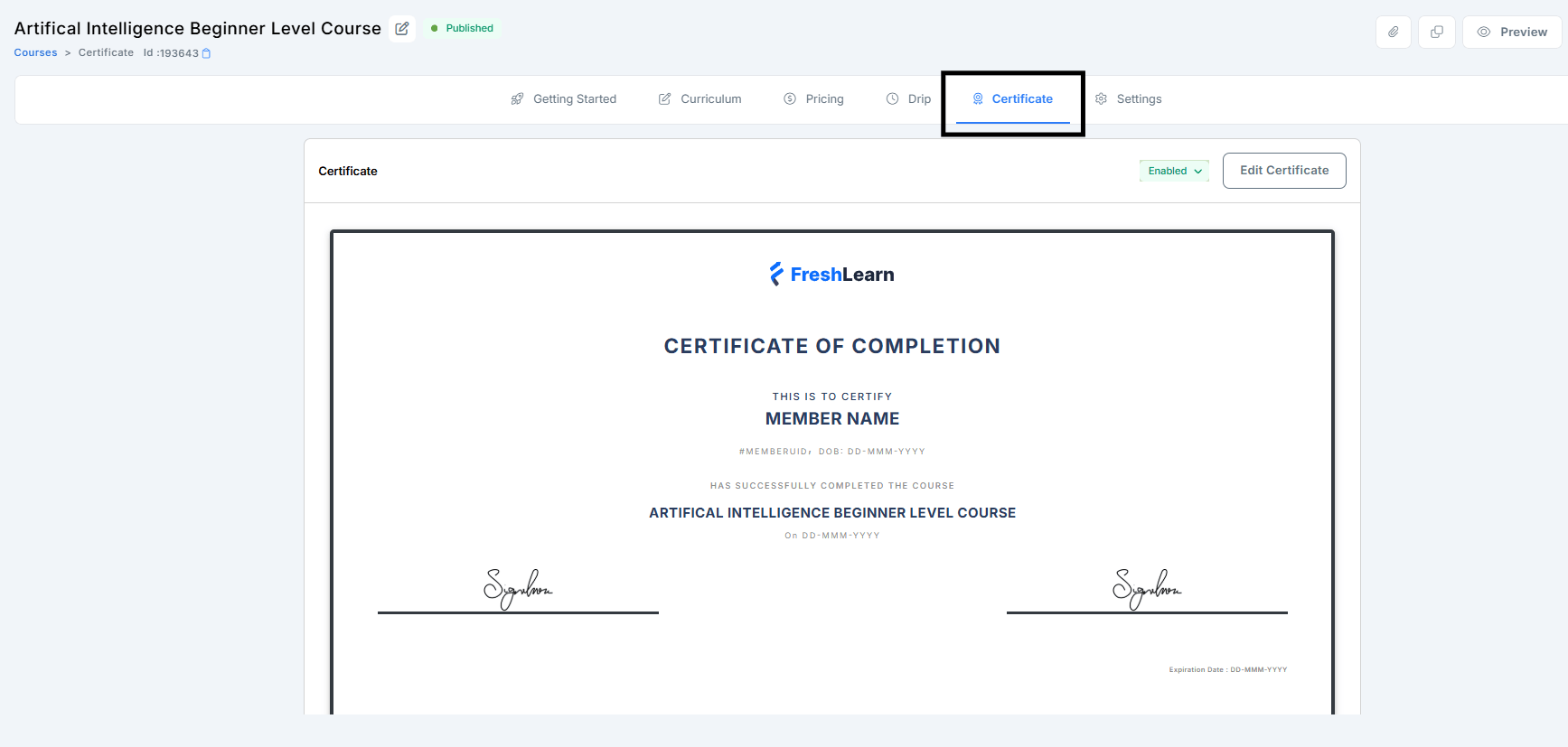 Certificates