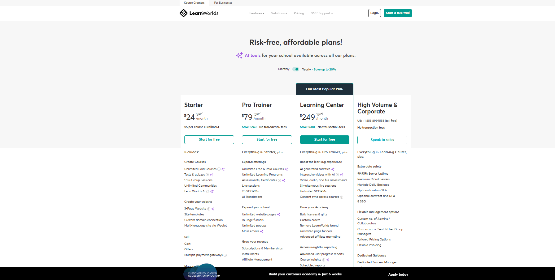 LearnWorlds Pricing